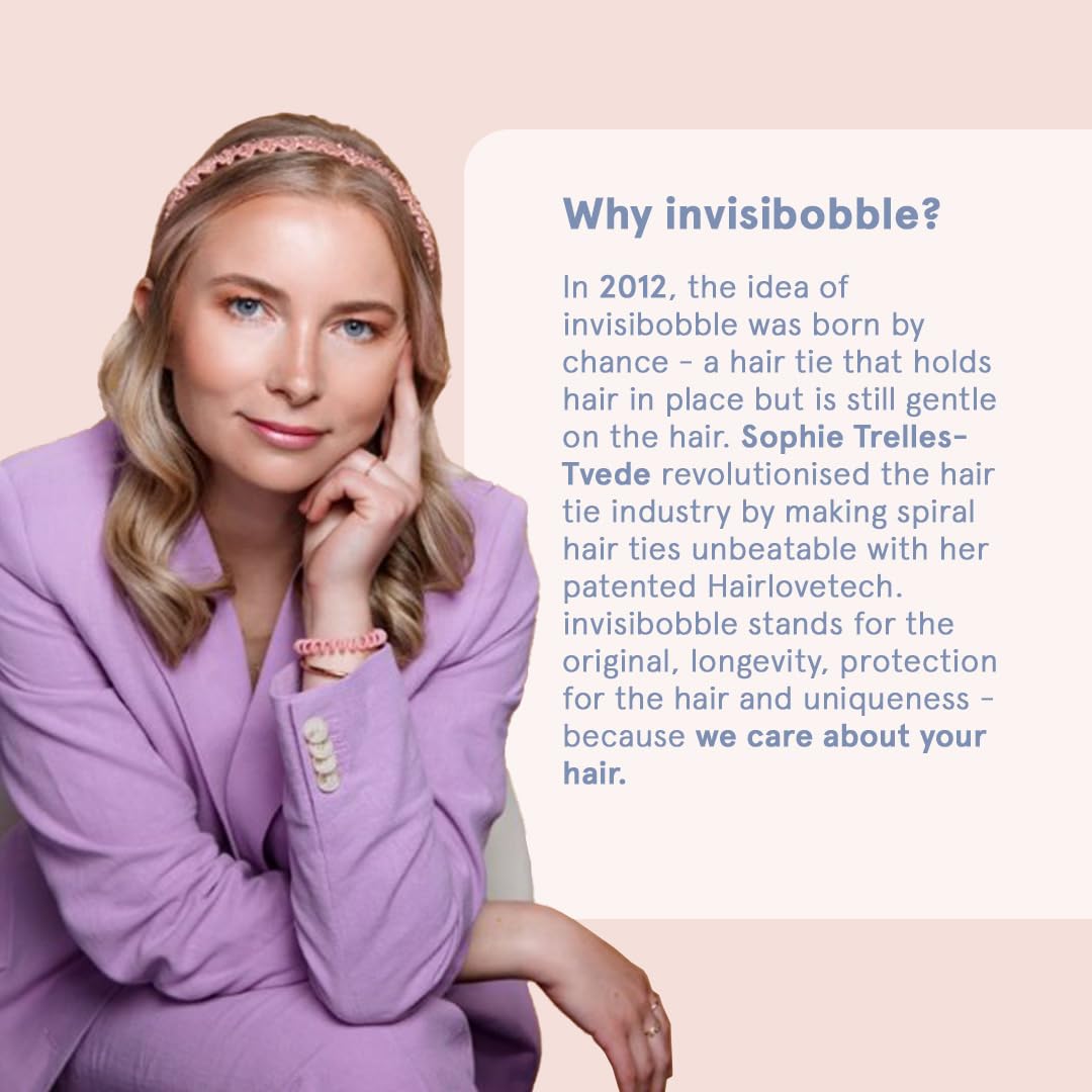 Invisibobble Power X3 Spiralne Gumki do Włosów - Plusz, Różowo-Niebieskie, do Uprawiania Sportu, Bardzo Mocne, Przezroczyste, do Grubych Włosów