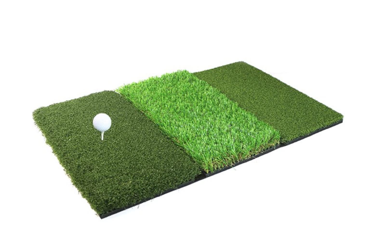Golf 3 in 1 Abschlagmatte 60 x 30 cm/Übungsmatte | Range Matte mit Rough und Fairway Schlagflächen / Abschlag Training Trainer Übung Matte