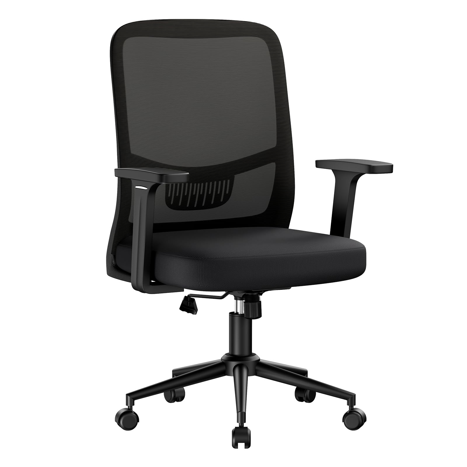 naspaluro Silla de Escritorio, Silla de Oficina Ergonómica con Malla Transpirable, Soporte Lumbar, Silla para Ordenador de Altura Regulable, Silla Giratoria para Oficina en Casa, Estudio, Negro