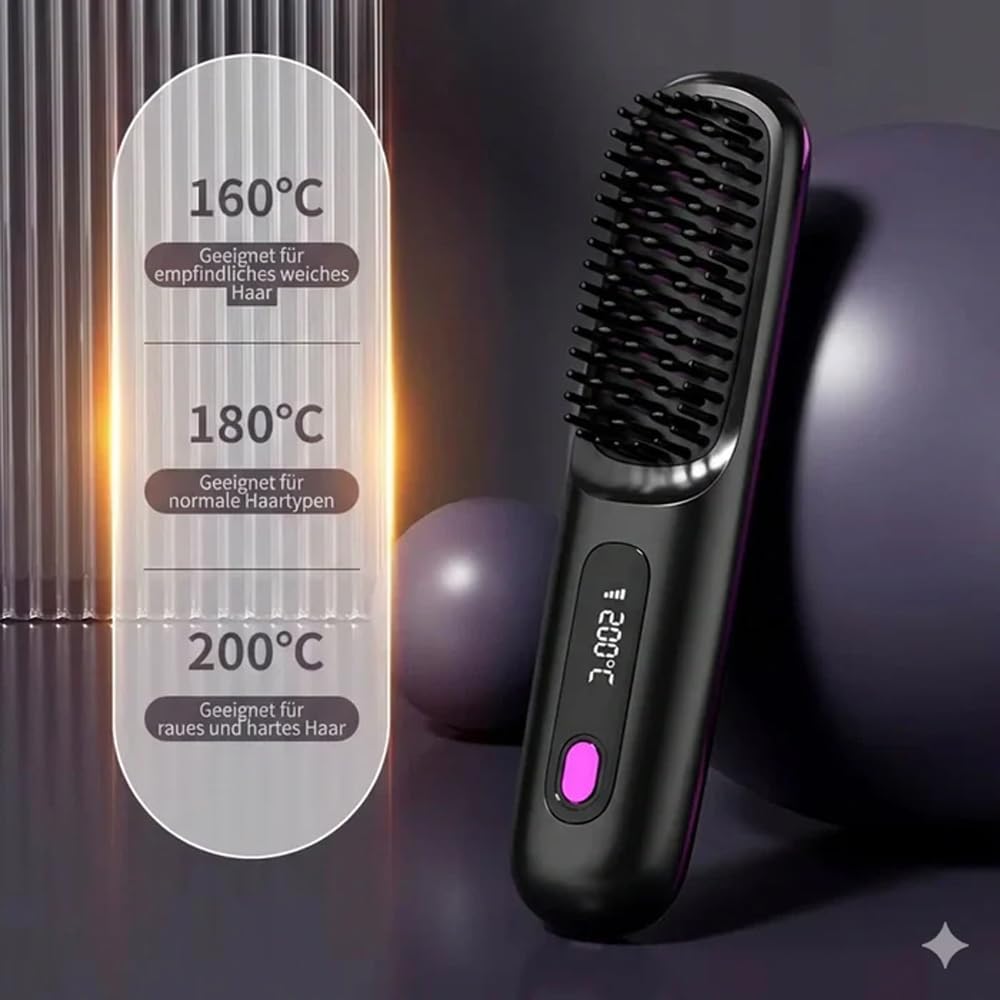 Ciriel - Airbrush Pro Drahtlose Stylingbürste – Kabellose Volumenbürste Für Kurzes & Feines Haar – Trocknet & Stylt In Einem Schritt – Schonende Keramikbeschichtung – Ohne Kabel (Schwarz)