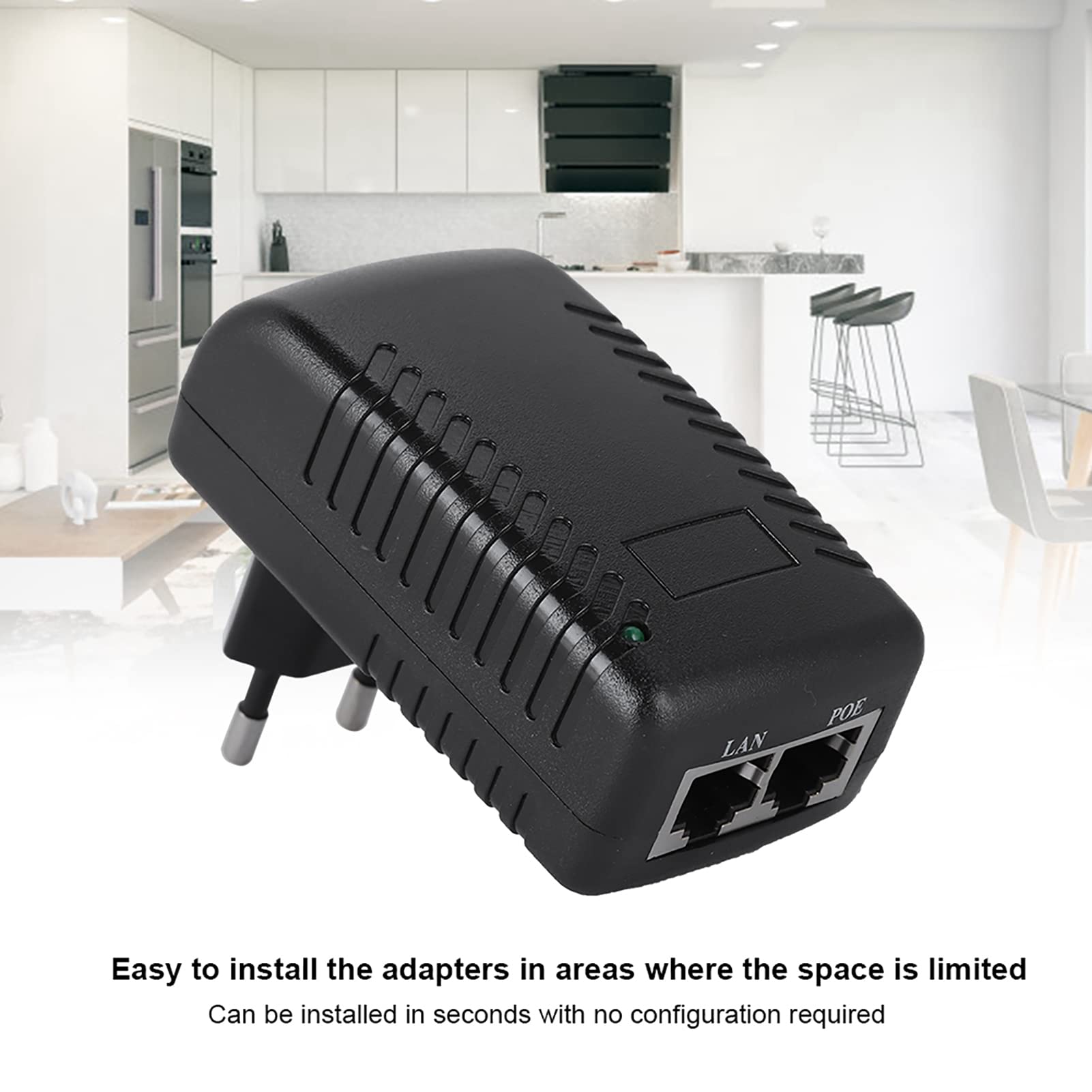 POE Injector 48 V 0,5 A, alimentatore passivo POE Injector Ethernet con spina a parete, adatto per telefoni IP Voip, fotocamere, AP e altro (UE)