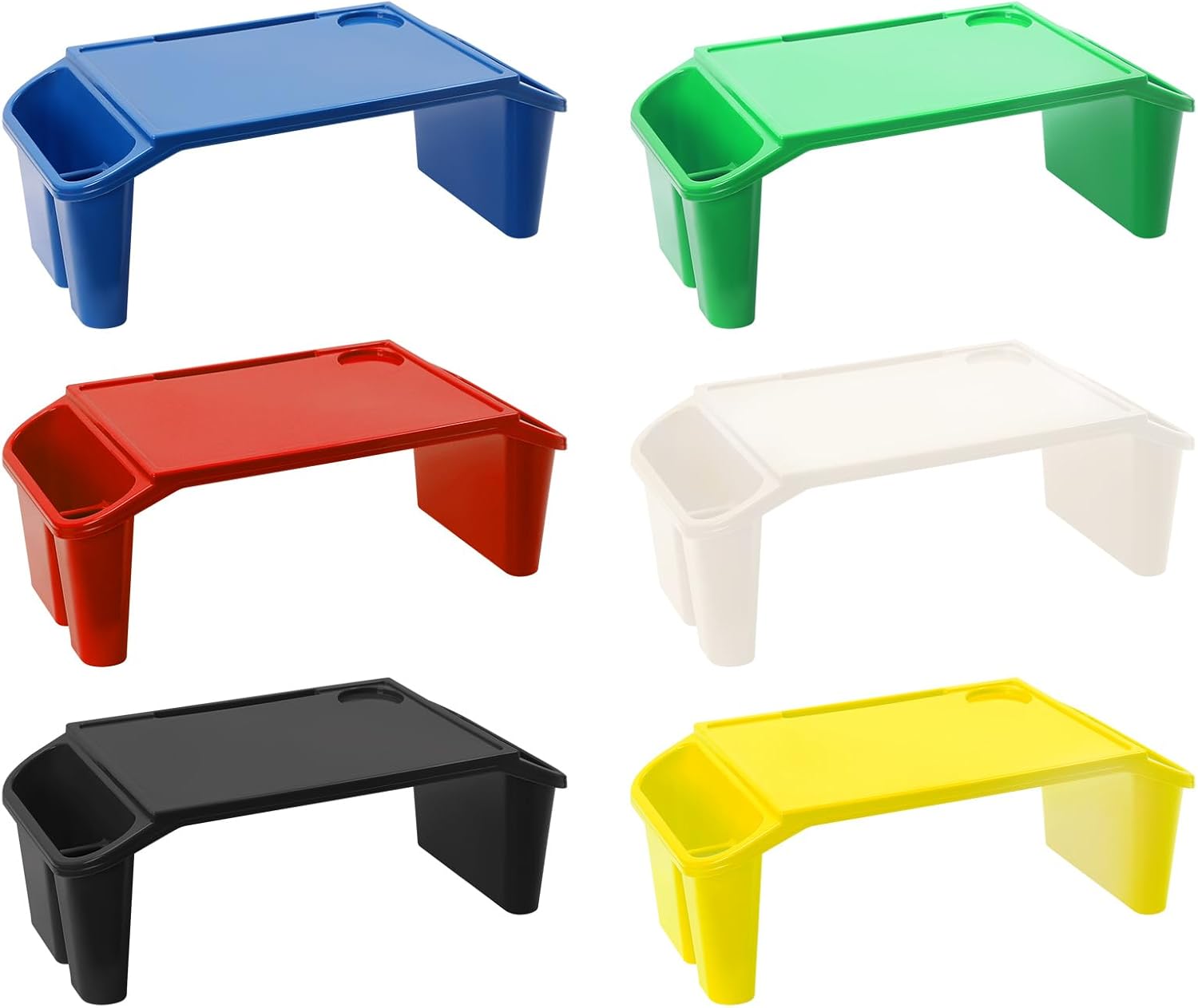 Kids Lap Desk with Storage & Side Pockets - 6 Pcs Multi-Color Lap Tray Set - Durable Plastic Bed Table - Portable Laptop Lap Desk for Reading, Eating, and Gaming in Bed or Car - Image 1 of 9