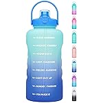 HydroPal 1 Gallon Water Bottles with Straw, 128 oz Water Bottle BPA Free Innovative 2-IN-1 Lid Gym Bottle with Times to Drink Motivational, Large for Sports Fitness Camping Water Jug 13.8X5.5 inch