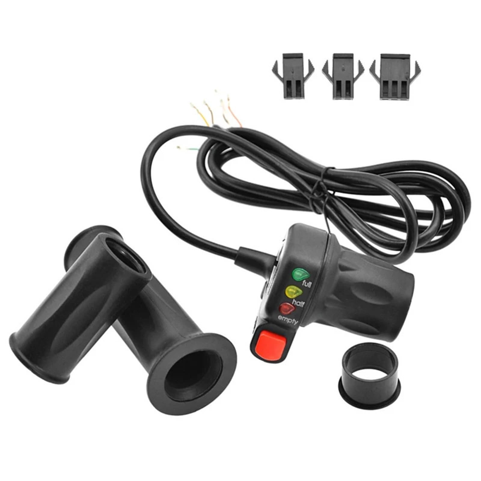 Lot de 2 poignées d'accélérateur 36 V/48 V avec indicateur de batterie pour vélo électrique