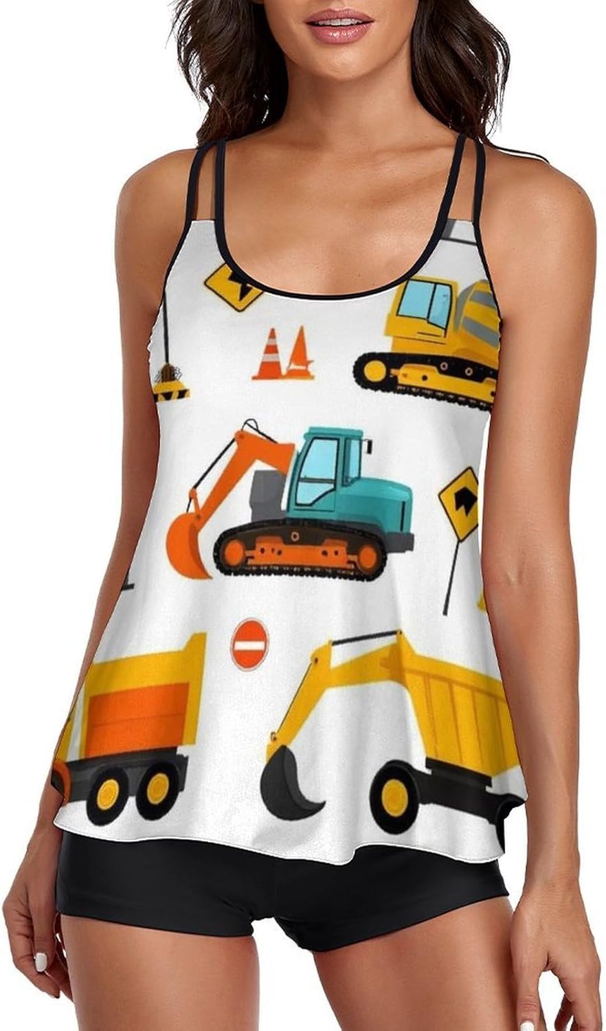 Two Piece Swimsuit for All Women, V Neckline Swimdress Monokini Beachwear