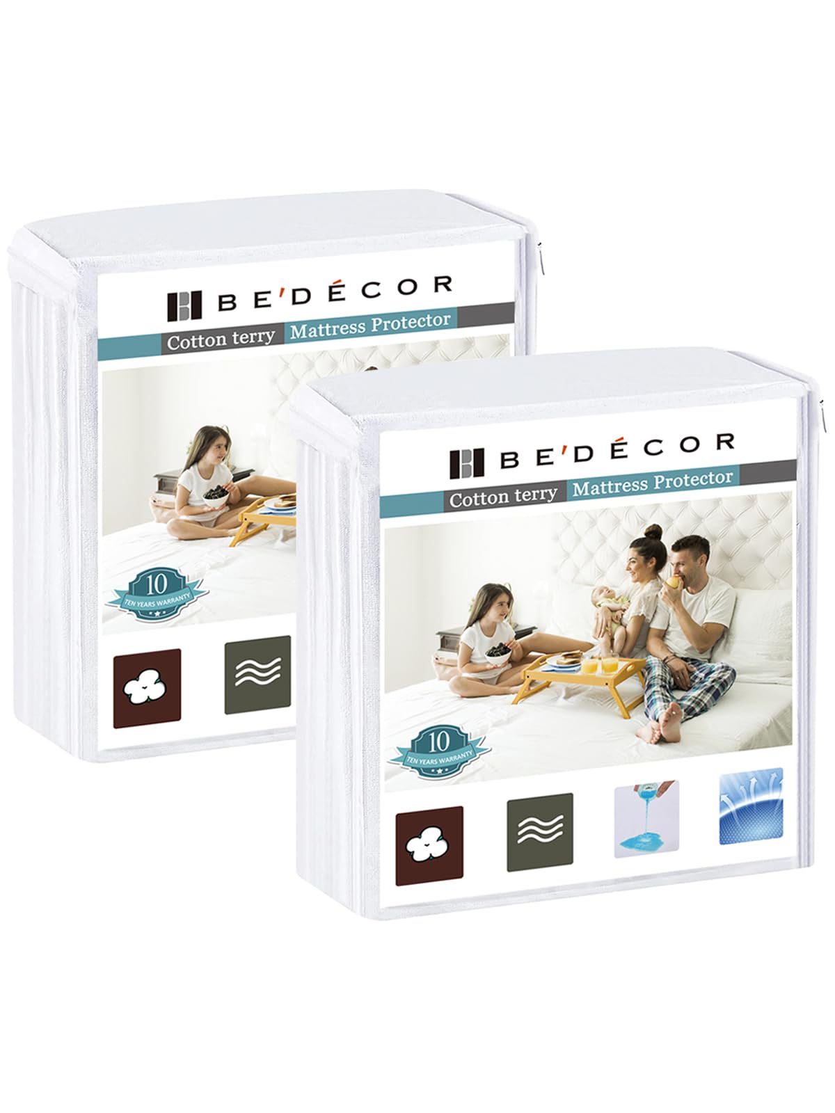 Bedecor 2 Packs Queen Mattress Protector Waterproof