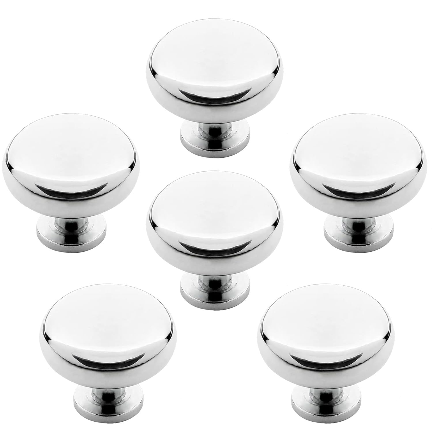 6-Pack Silver Knobs for Drawers, Rust-Resistant Chrome Aluminum Pulls with Comfort-Grip | Modern Style | Easy Installation | for Cabinet & Dresser | Home Upgrade-image-1