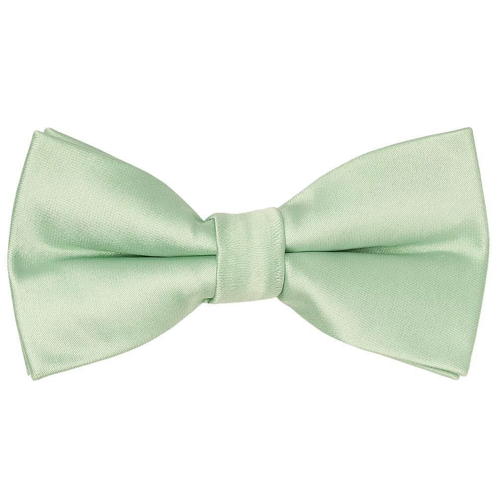 Ties R Us Boys Green Pre Tied Pale Mint Satin Bow Tie Age 4-7