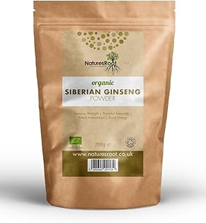 Natures Root Sibirischer Ginseng Pulver Bio - Rohkostqualit&auml;t | Superfood f&uuml;r Vegetarier | Boost Ausdauer und Immunit&auml;t 250g