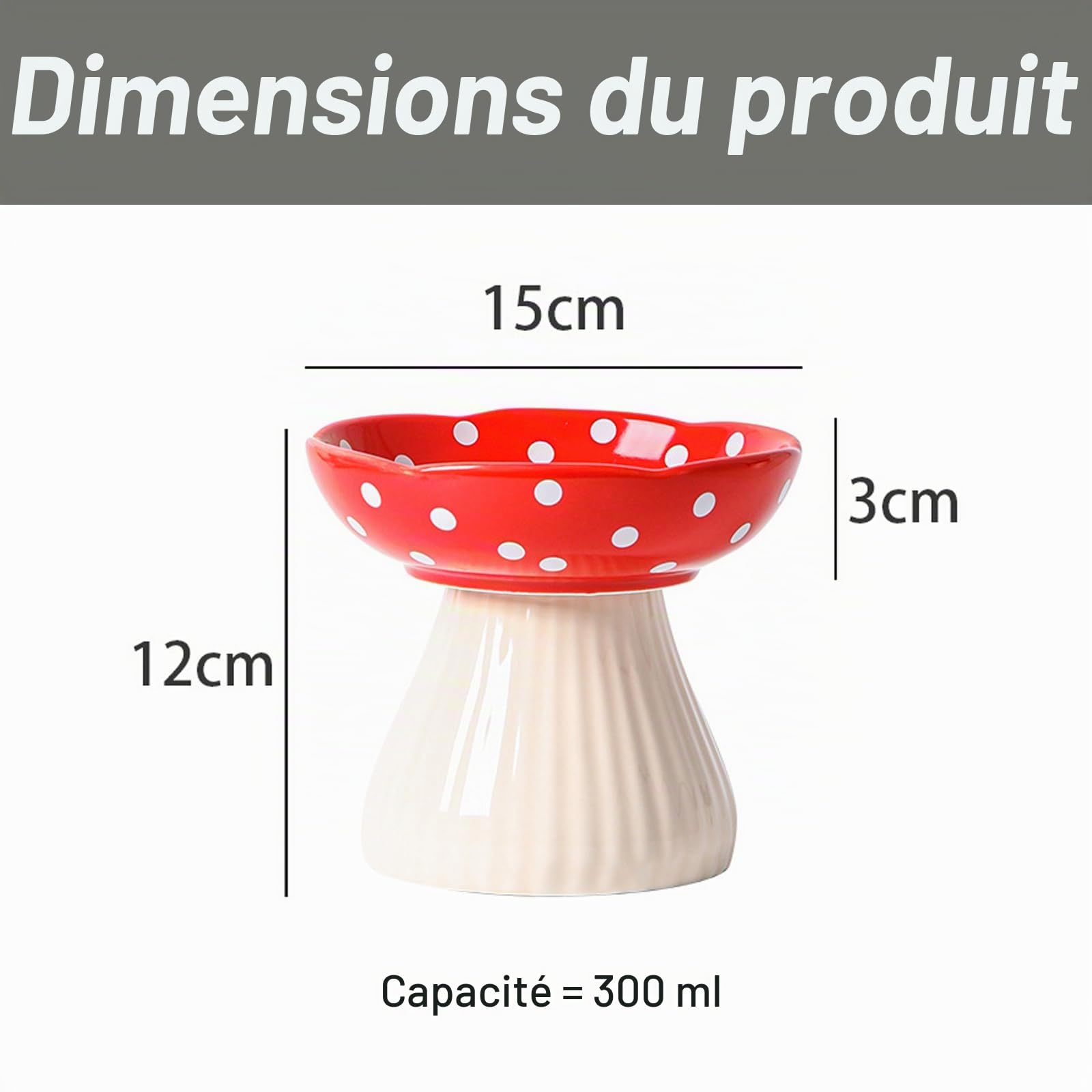 Liemuao 2 Pièces Gamelle Chat Surélevée, 300ml Gamelle Céramique en Forme de Champignons, Inclinable à 15° Bol pour Chat Anti-Vomissements Bol pour Animaux de Compagnie (Jaune+Rouge)