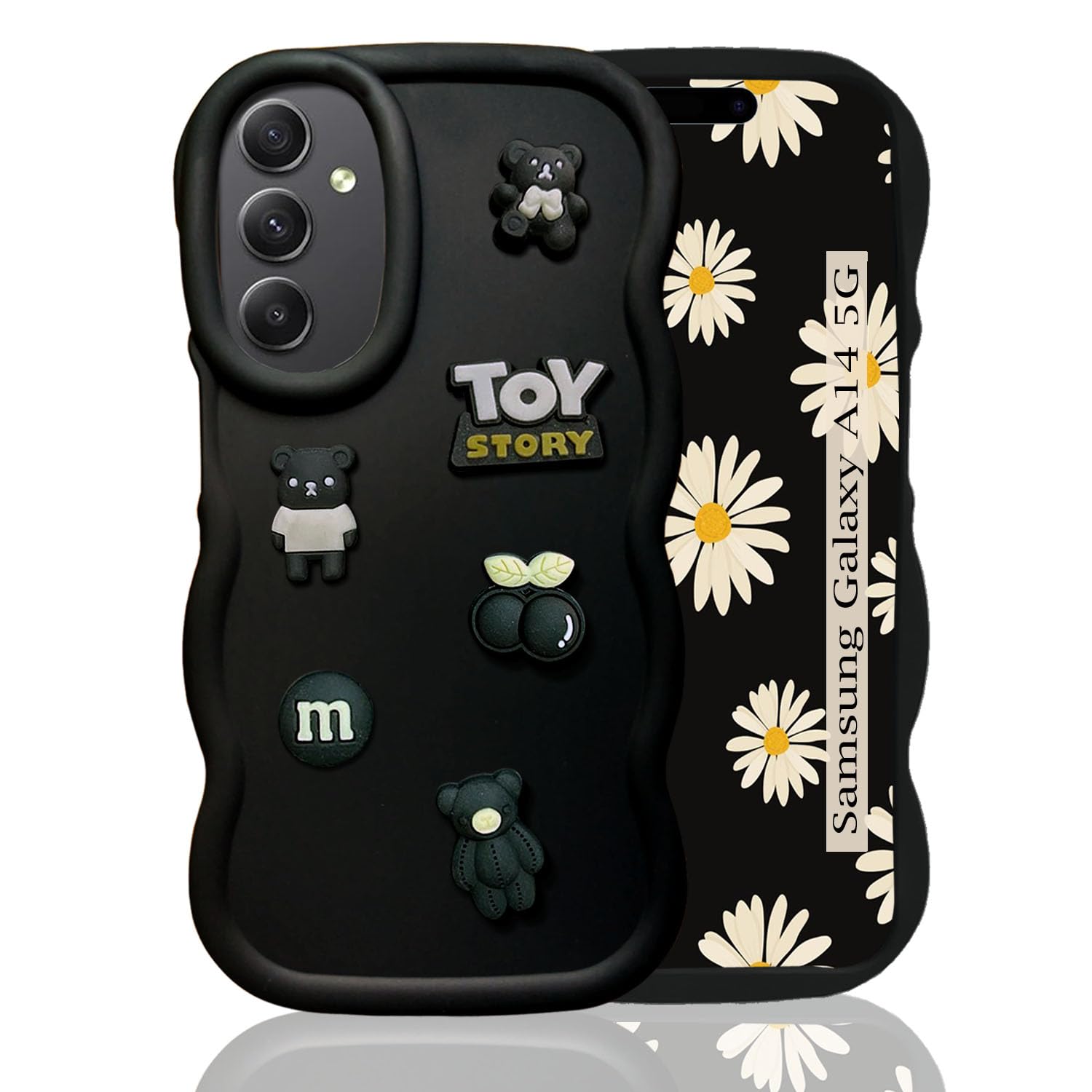 KC Back Cover for Samsung Galaxy A14 5G - 3D Cute Big Wave Cartoon Characters and Cherry Shockproof Soft Bumper Silicone Case with Camera Protection (Black) (B0D9B34PCY) Amazon Price History, Amazon Price Tracker