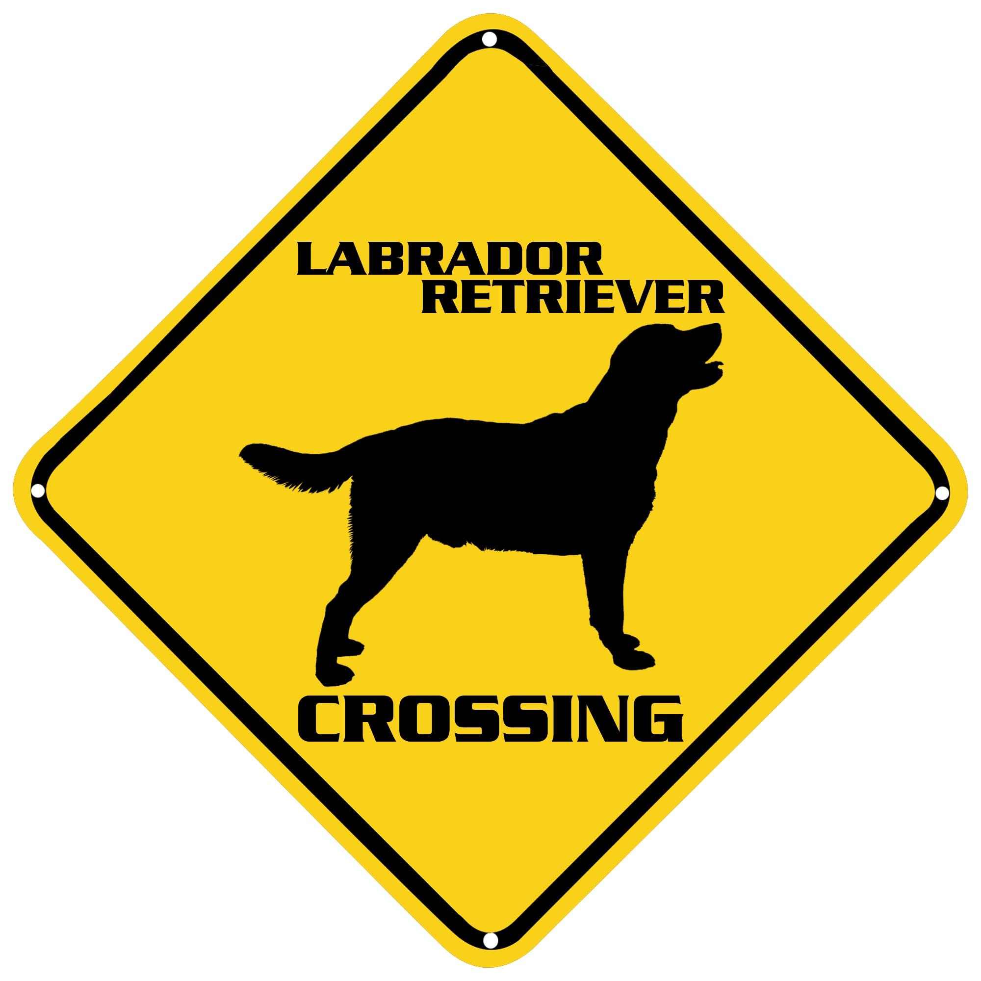 Labrador Crossing Schild, Aluminium, Schwarz Auf Orange – Lustiges Warnschild Für Garten, Tür, Wand