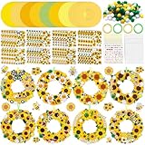 Sunflower Craft Kit: you will receive 48 sets of sunflower wreath craft, 6 styles, 8 pieces each, including 48 sunflower theme stickers (6 styles, 8 pieces each), 1 pack of 240 foam stickers, 4 diamond stickers, 4 rolls ropes, suitable for multiple p...