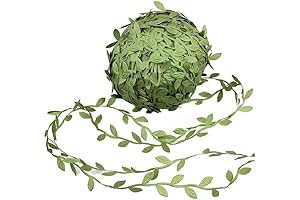 Olive Green Leaves Leaf Trim Ribbon - 20 Yards - Straw Ribbon...