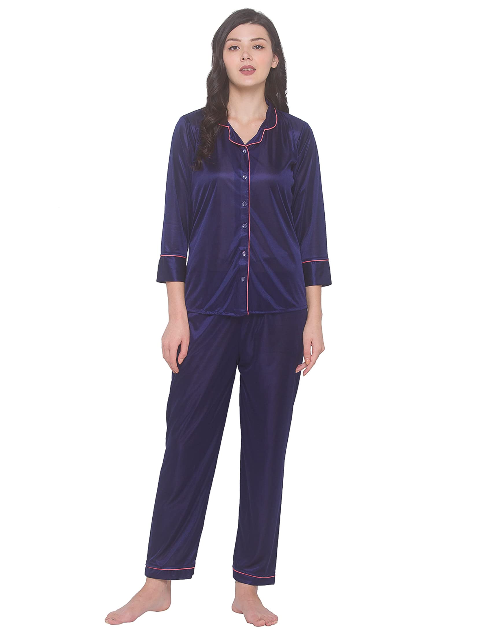 av2 Women's Satin Plain/Solid Night Suit Pajama Set Pack Of 1-picture-20