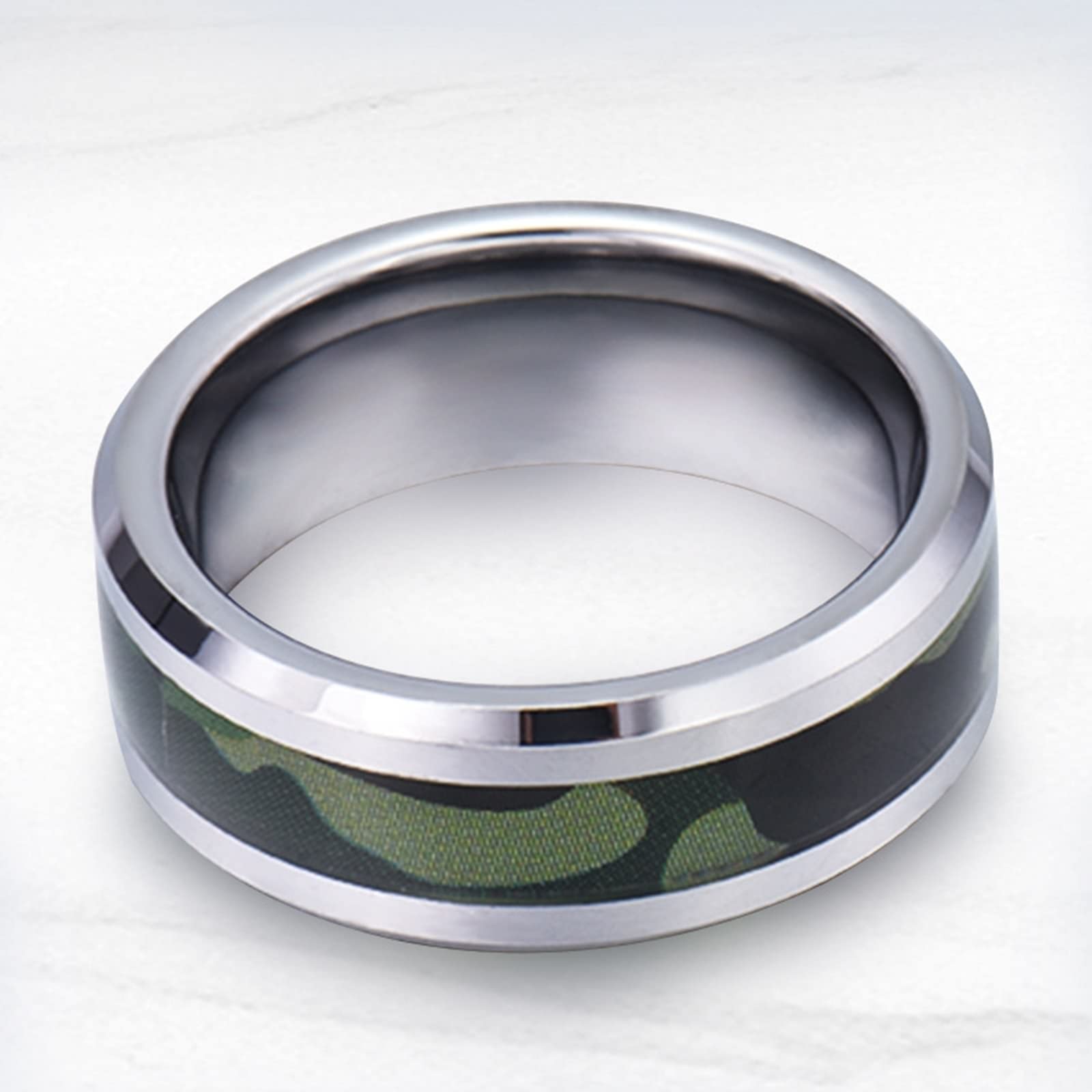AmDxD Collar de pareja para él en tungsteno, 2 unidades, colgante de camuflaje, patrón de pareja, plata para mujer y hombre, ancho 8 mm, longitud de la cadena: 50 cm, 60 cm, tungsteno, Sin Zikonia