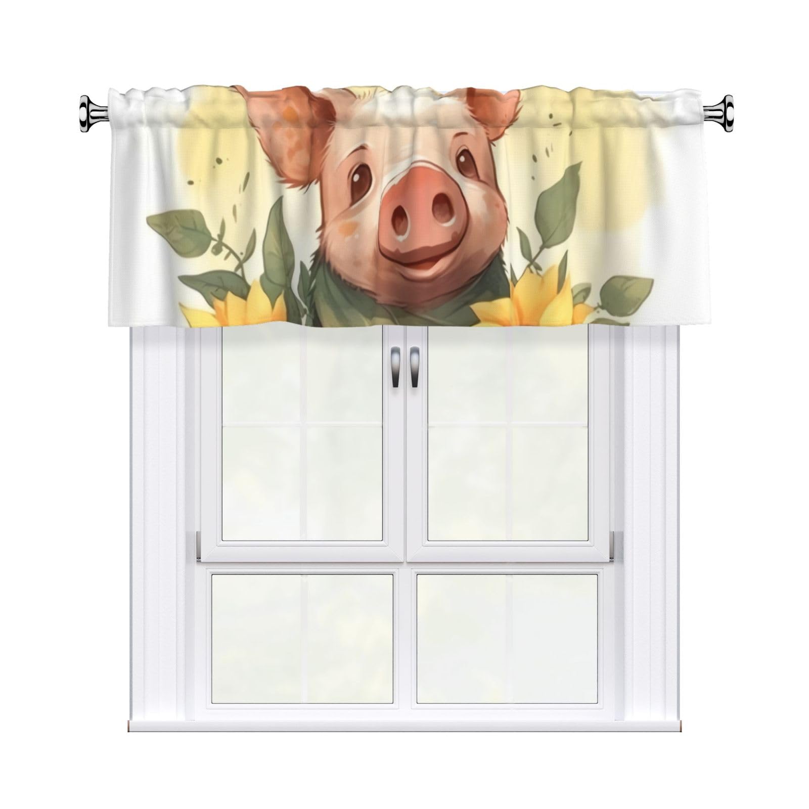 FekiLoot Smiling Curtain Valance for Windows, Kitchen Window Valances Rod Pocket Window Treatments Short Curtains Drapes for Bathroom Bedroom Cafe Decor 54x18inch 1 Panel