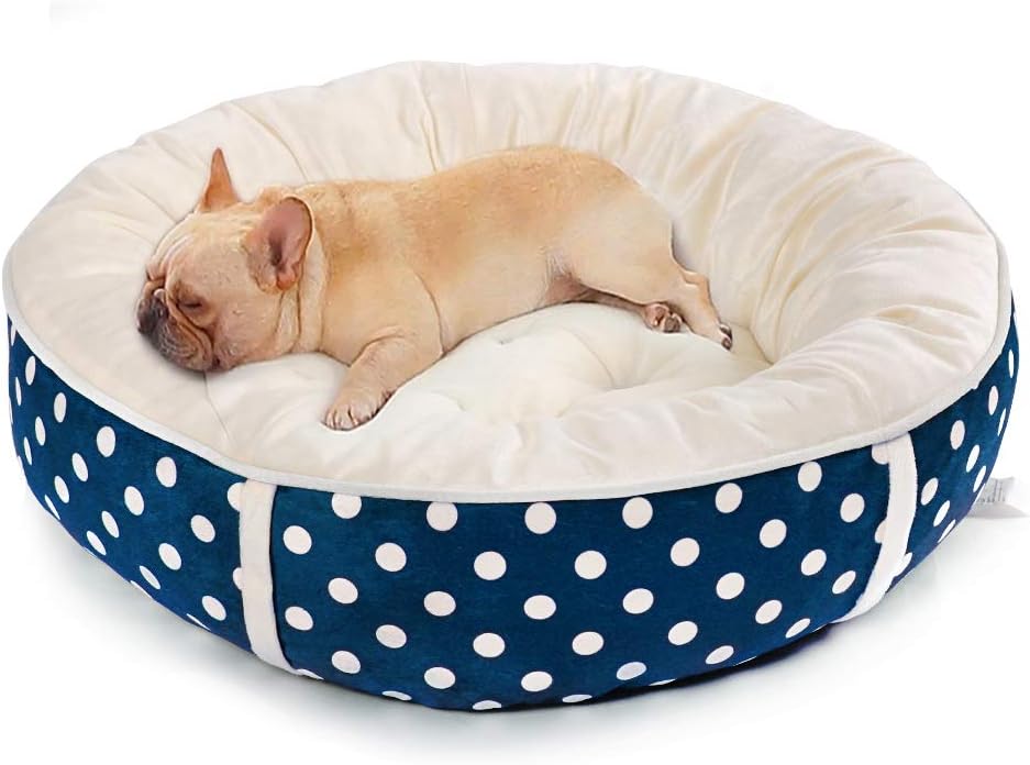 Calming Donut Cuddler Dog Bed Cat Bed - Reversible Pet Bed for Small or Medium Dogs and Cats,Comfortable Cushion Bed with Polka…