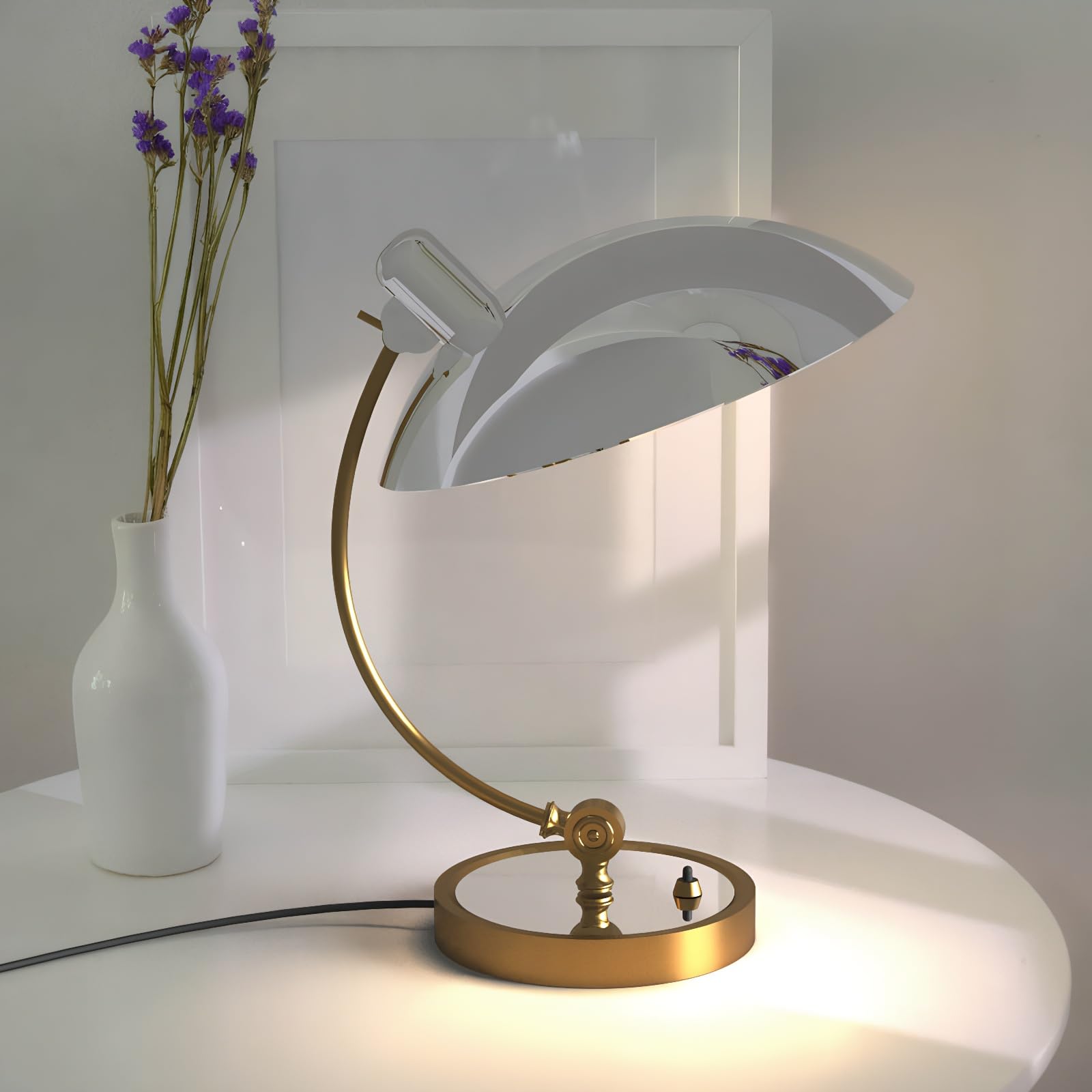 Designerska Lampa Stołowa Ulia w Stylu Nordyckim i Minimalistycznym, Nowoczesna Lampa Biurkowa z Aluminium z Regulowanym Kloszem E27, Elegancka Lampa Nocna do Sypialni, Salonu, Wymiary 330x430mm