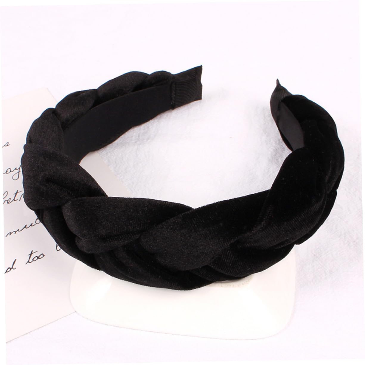 Healeved 4piezas Diadema Trenzada de Pelusa Ancha Cabello Accesorios Lavado de Cara para Mujeres Color Negro