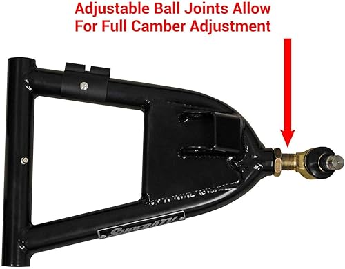 Miniatura 9 de SuperATV - Brazos A negros de 1.5 pulgadas para Polaris RZR S 800 2009-2014  Compatible con neumáticos de hasta 32 pulgadas  Incluye rótulas