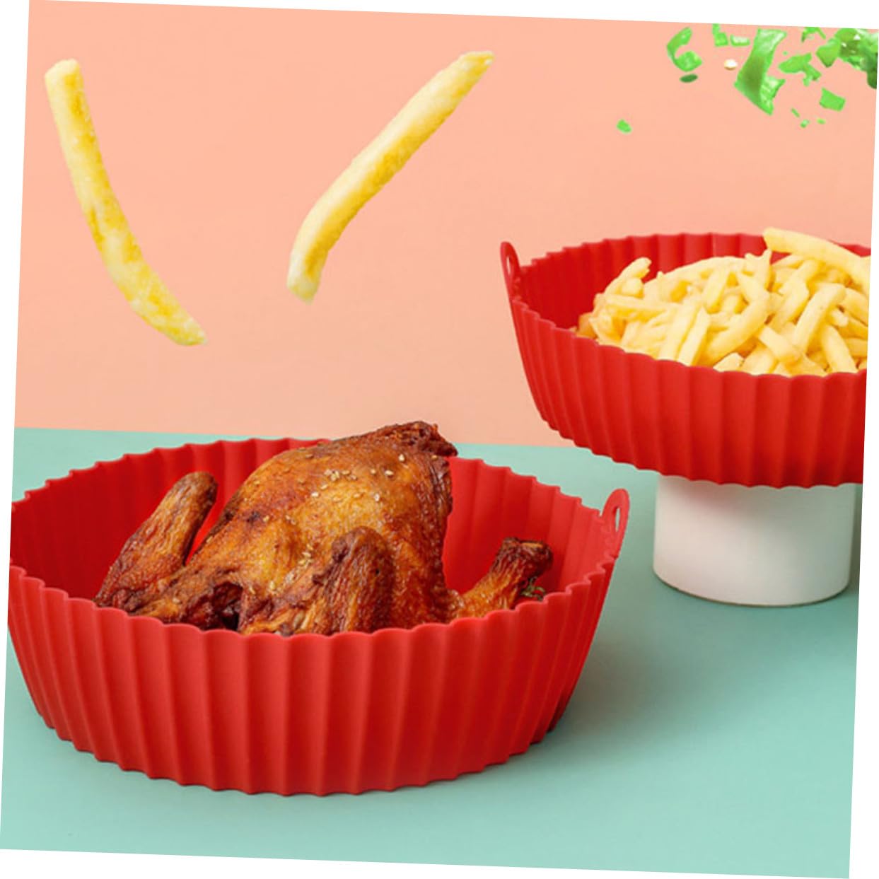 Ipetboom 2pièces Tapis de Cuisson Antiadhésif Silicone pour Friteuse à Air Chaud Réutilisable et Résistant Chaleur Lot