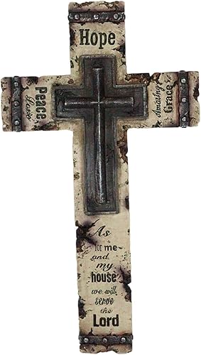 Ebros Gift Rústico cristiano occidental inspirador amor esperanza paz increíble gracia sagrada Escrituras Biblia cita del libro de Joshua cruz placa