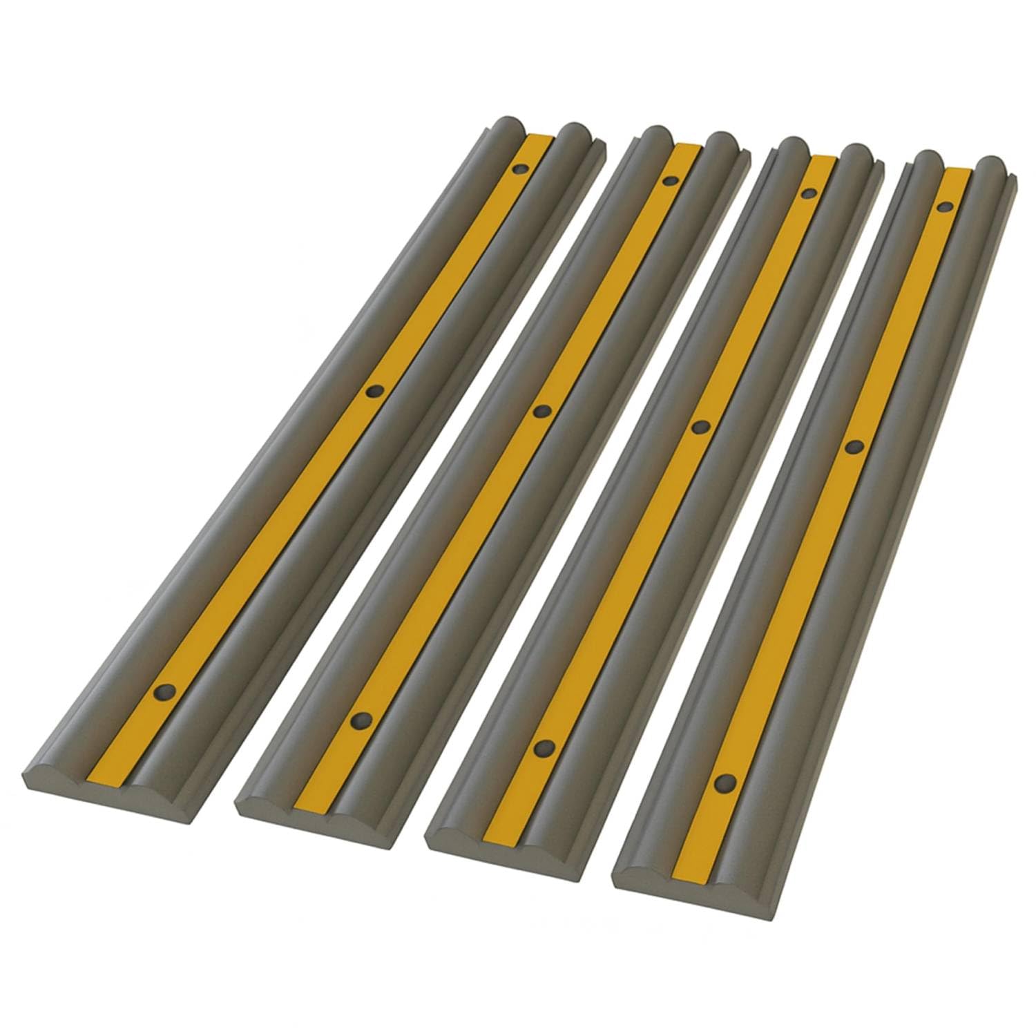 Berry Grey Wall Bumper Protector 100CM | Heavy Duty Rubber Garage Wall Guard with Reflective Strip | Vehicle Impact Protector for Parking Warehouses Loading Bays Indoor Outdoor Use - Pack of 4