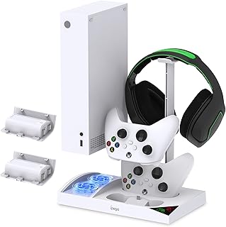 Cooling fan Stand for XBOX SERIES S Accessories with 2*1400mAh Rechargeable Battery, YUANHOT Vertical Charging station coo...