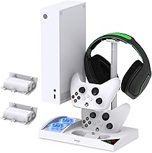 Cooling Fan Stand Compatible with Xbox Series S with 1400mAh Rechargeable Battery Pack, YUANHOT Vertical Charging Station Dock Accessories with Controller Charger Port & Cooler System for XSS - White
