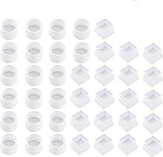 Tapones para Patas de Silla - WENTS 40PCS Pies de Goma Transparentes Silicona Antideslizante Resistente al Desgaste Protector de Suelo para el hogar Round Tapas Cuadradas para Patas De Silla