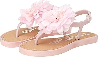bebe Girls' Sandals - Open Toe Summer Flat Dress Shoes Snap Buckle Sandals with Chiffon Flower Design and Cushioned Sole