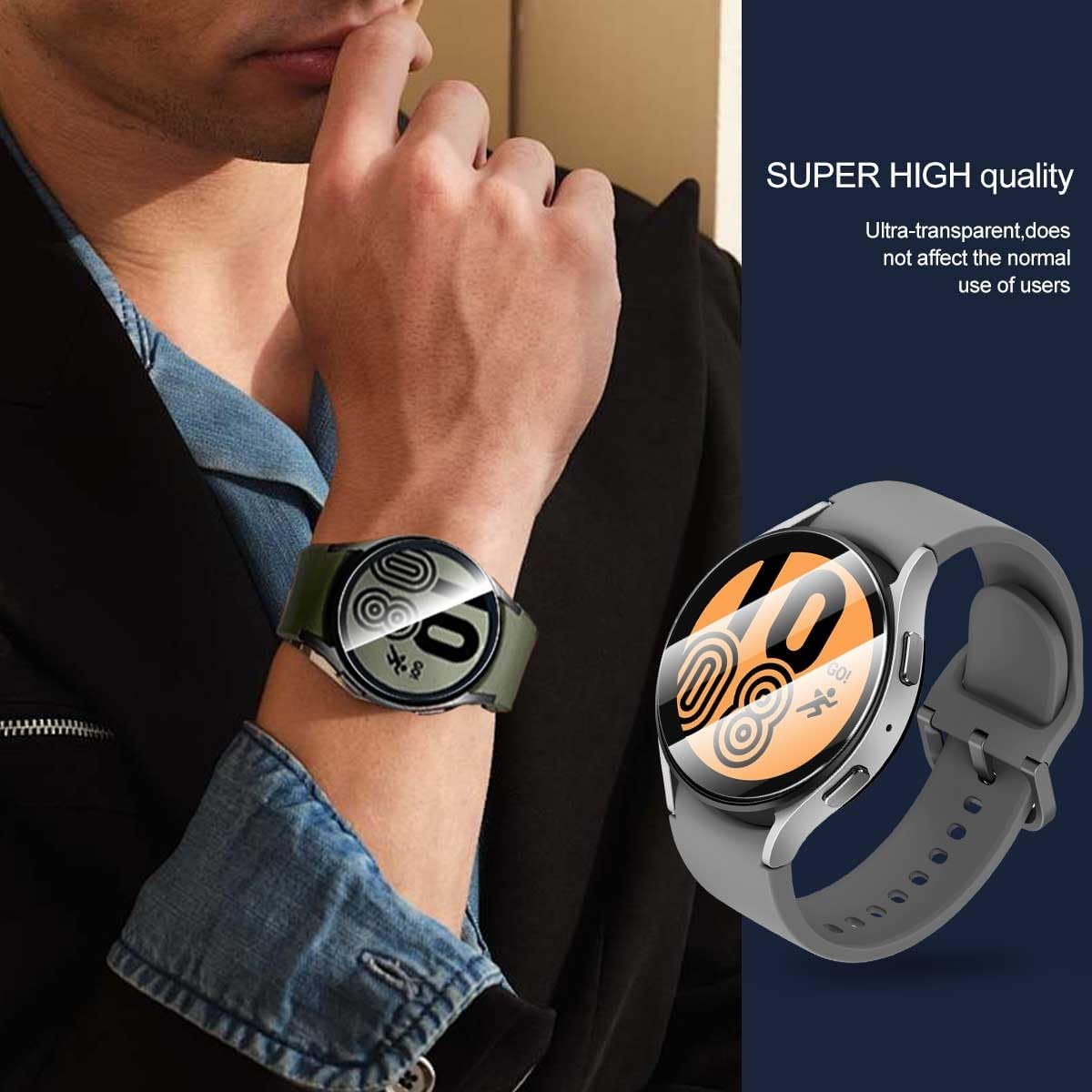 T Tersely (3 Pack Screen Protector for Samsung Galaxy Watch 7/6/5/4 (44MM), 9H Hardness Tempered Glass Film Guard for Samsung Galaxy Watch