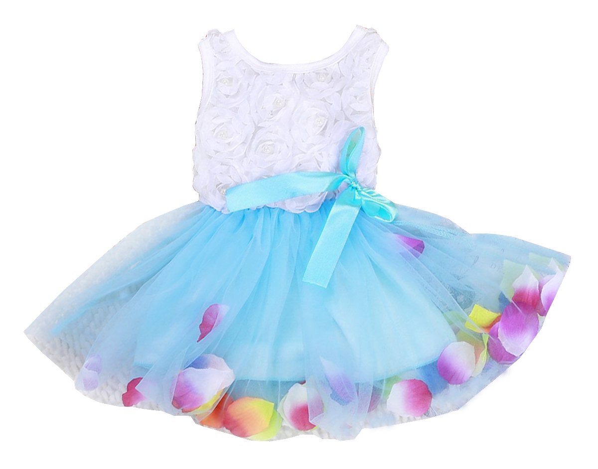 Kids Girls Princess Rose Garden Flower Petal Lace Ruffled Tulle Skirts Dresses
