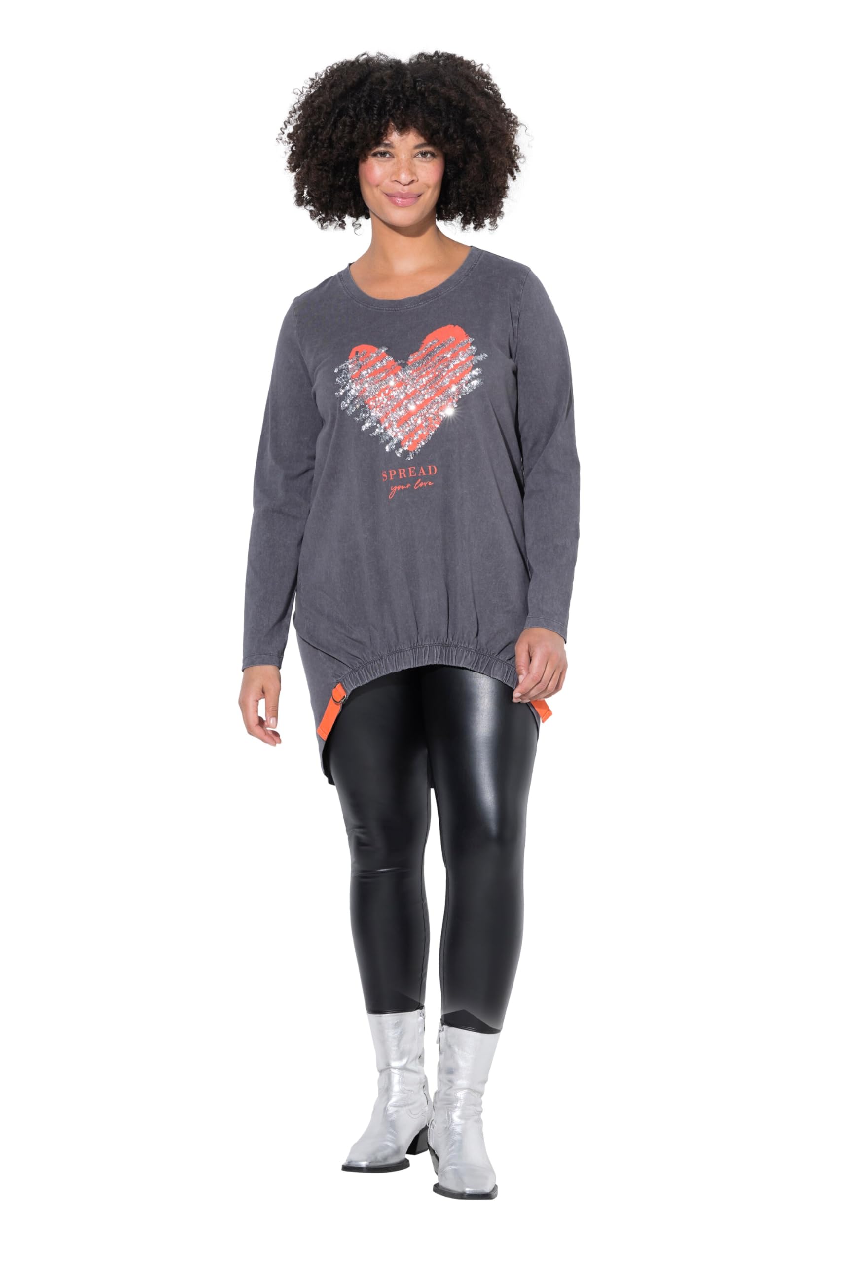 Angel of Style Damen große Größen Übergrößen Plus Size Sweatshirt, A-Linie, Verziertes Herz, elastischer Saum 839281