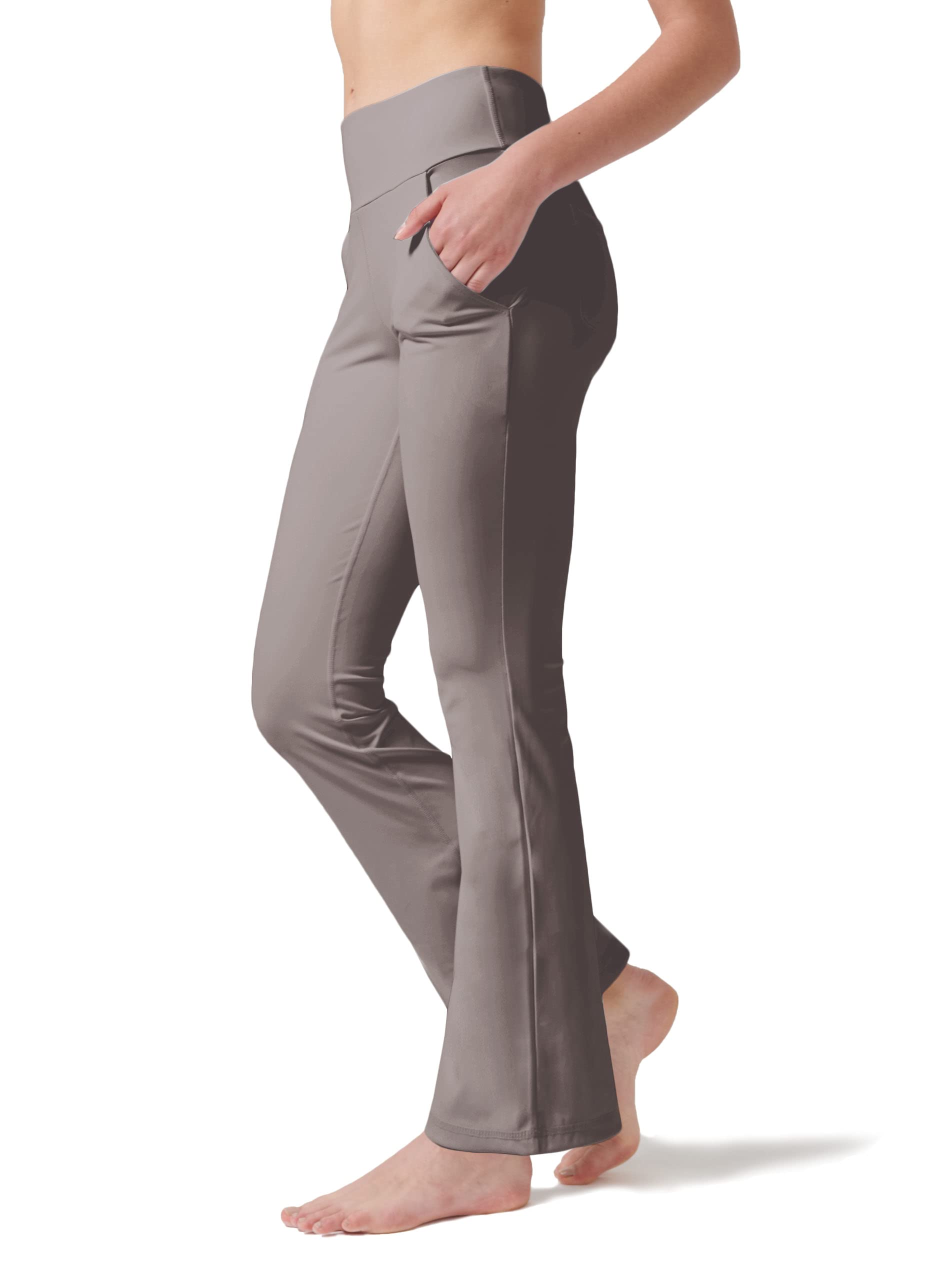LaiEr Pantaloni da Yoga da Donna con 4 Tasche Pantaloni da Lavoro a Vita Alta 4 Vie Stretch Controllo Pancia Pantaloni Lunghi Svasati, (2 Tasche Laterali e Posteriori),