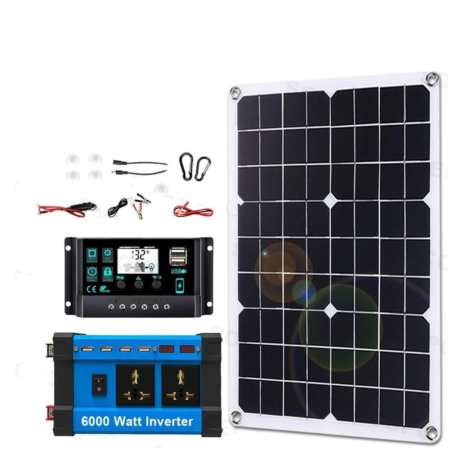 Inverter convertitore Per La Casa/campeggio Kit Completo Backup Solare 6000W Controller 12V A 110V/220V 100A Pannello 500 Inverter Off-Grid(110V solar kit)