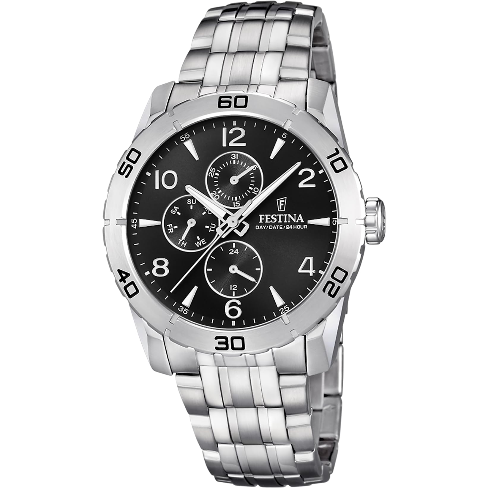 Festina Reloj Hombre Analógico de Acero Inoxidable 316l Plateado - Movimiento de Cuarzo - Cristal Mineral de Alta Resistencia - Resistente al Agua 5 ATM - Multifunción F16606 Special Prices