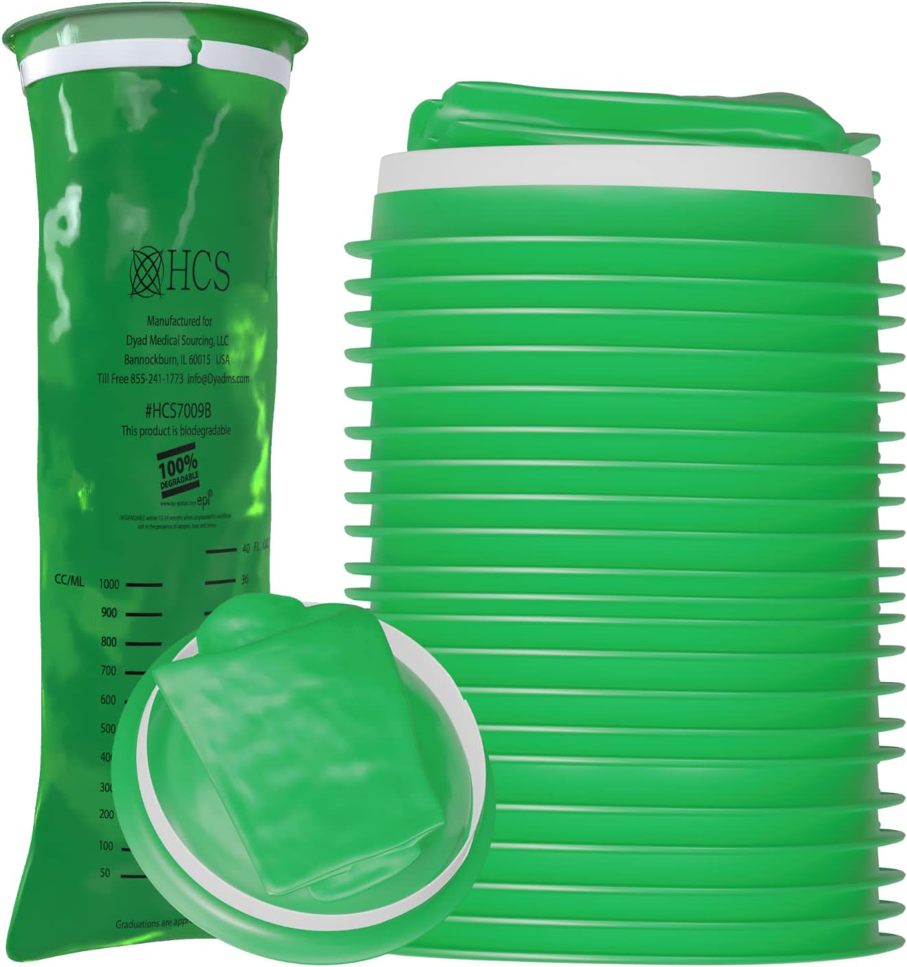 HCS Vomit Bags Disposable 24 Biodegradable Green Emesis