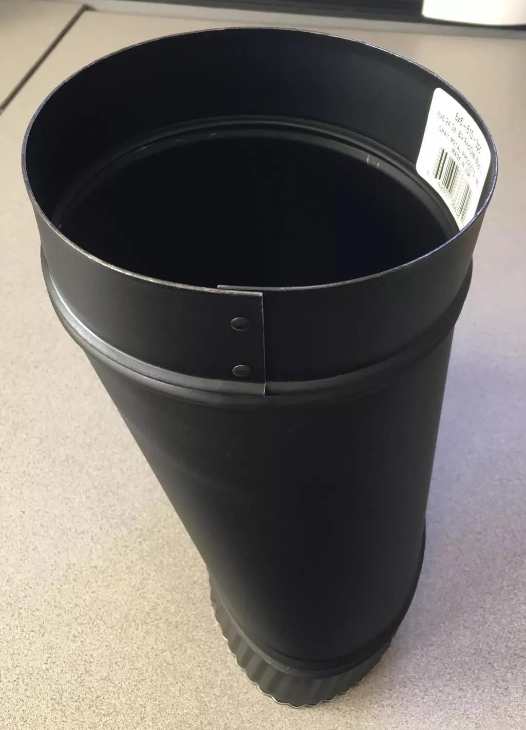 6" Wood Stove Pipe Oval-To-Round Adapter 24 GAUGE BLACK,Replacement for GRAY METALS OEM