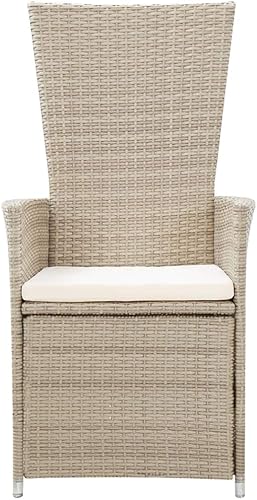Miniatura 4 de Sillas reclinables para patio, 2 piezas con cojines, ratán de polietileno, color beige, puerta exterior, sillas para Comedor, sillas de mesa de