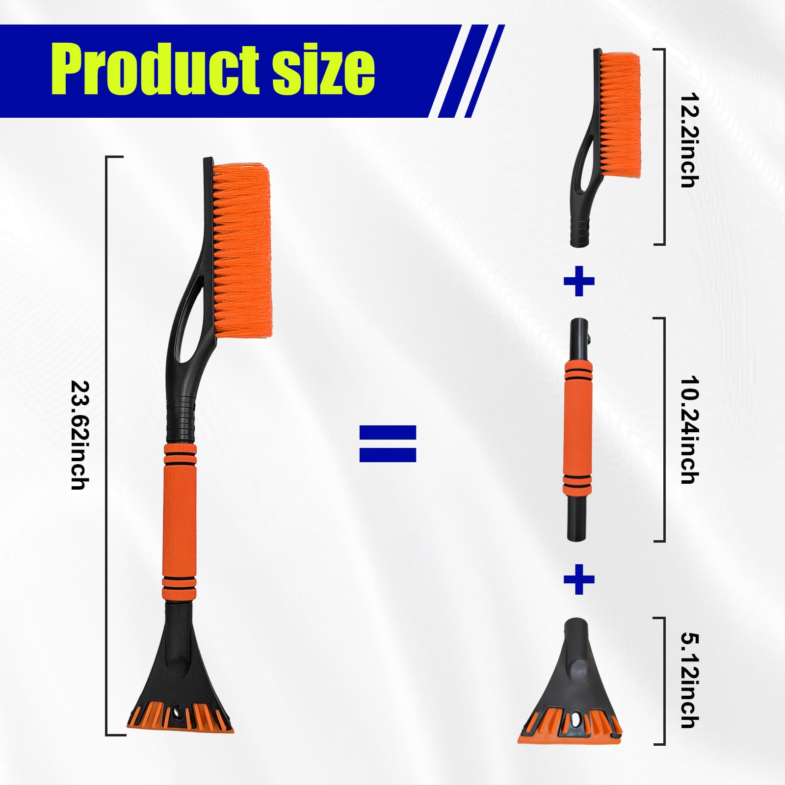 Dickno 61 cm Auto-Schneeschaber und Bürste, abnehmbarer, kratzfreier Eiskratzer mit ergonomischem Schaumstoffgriff, universelles Winter-Schnee-Entfernungswerkzeug für Auto-Windschutzscheiben-Fenster