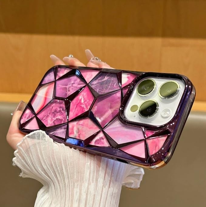 Image of COVERLY for iPhone 15 Pro Max 3D Diamond Glitter Sparkle Case,Full Protective Luxury Splash Bling Back Case Pastel Colorful Fashion Aesthetic Cover for Apple iPhone 15 Pro Max (Pinkish Purple)