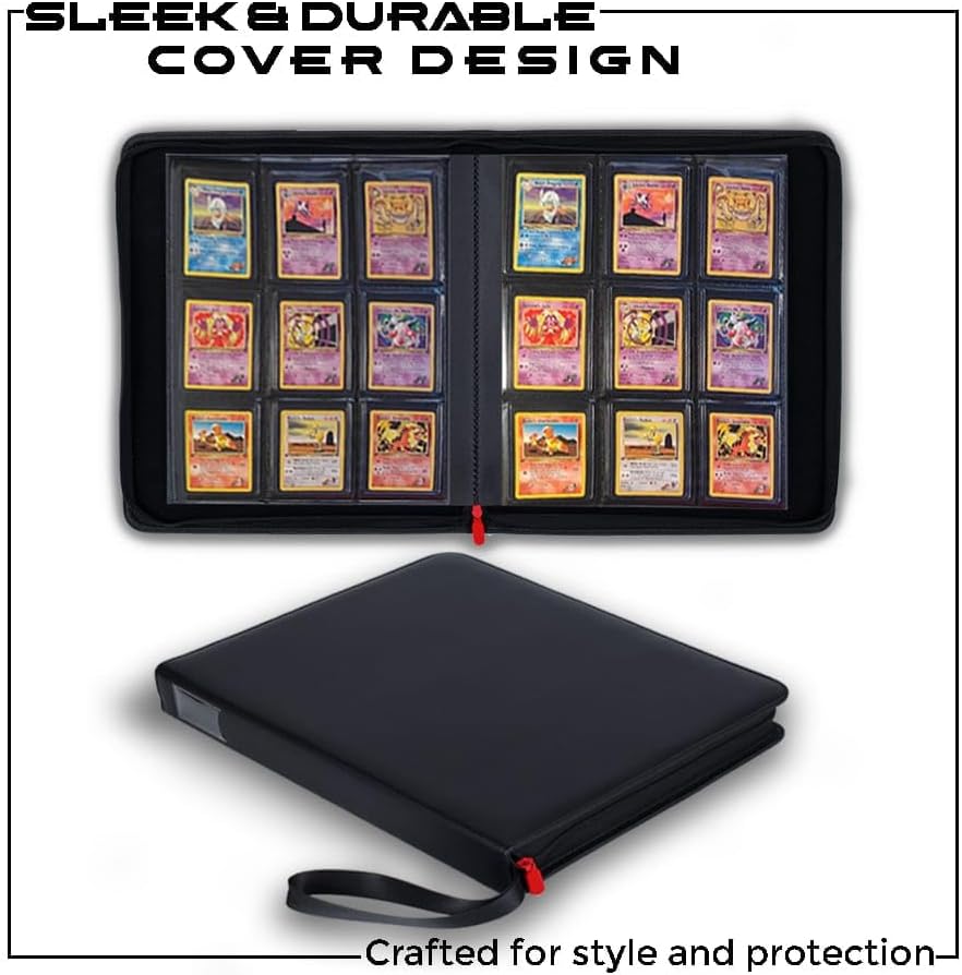Toploader Binder for 3" x 4" Rigid Card Holders, 9-Pocket, Holds 288 Trading Cards, Durable Storage for Sports, Gaming, and Collectible Cards - Black.