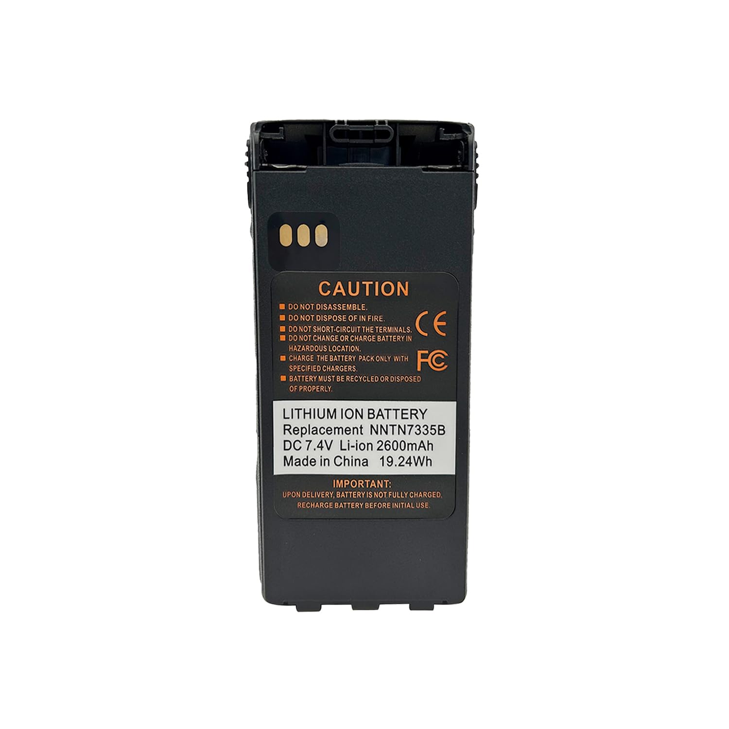 XTS 2500 / XTS 1500 Battery for Motorola, NNTN7335 NNTN7335A NNTN7335B 7.4V 2600mAh Li-ion with USB Type-C Direct Charge, Replacement for PR 1500 MT 1500, Replaces NNTN7554 NTN9858
