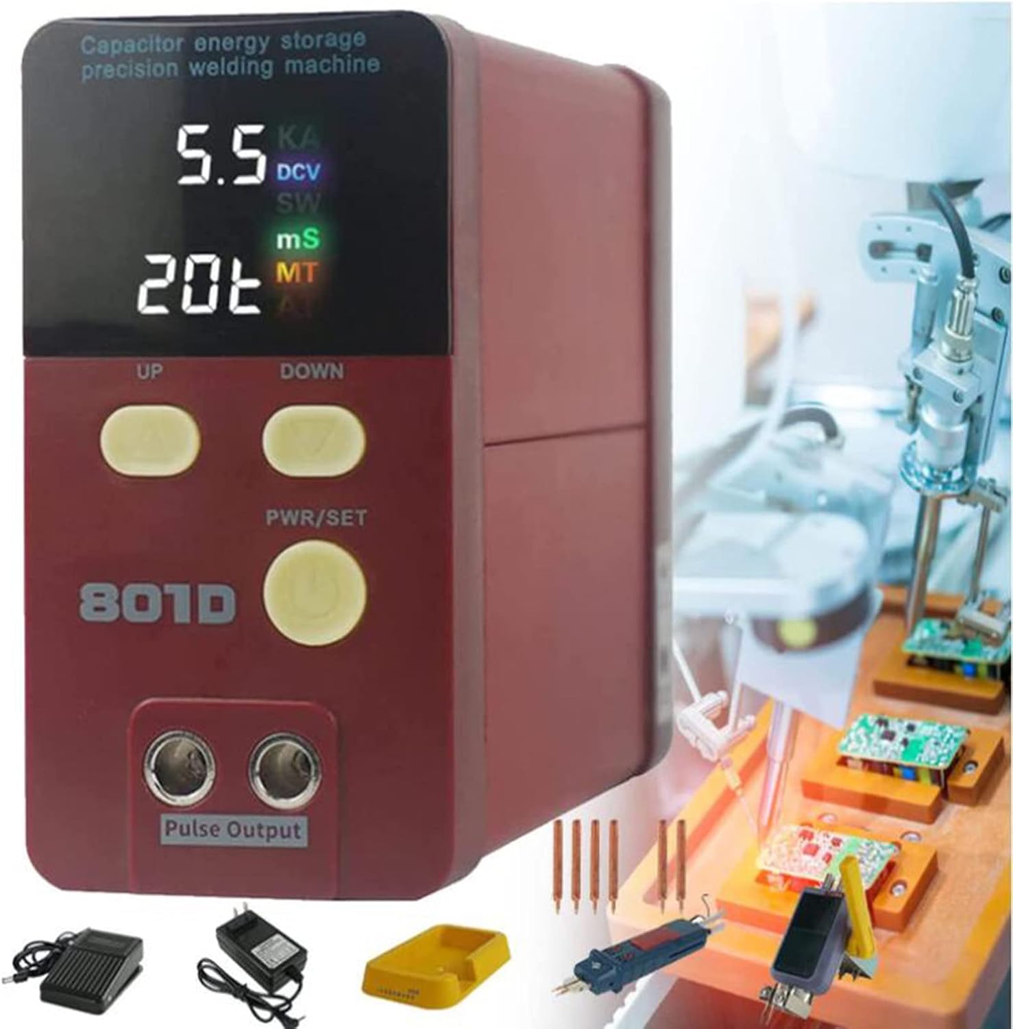 801D Battery Spot Welding Machine 12kw Capacitor Energy Storage Spot Welding Machine 18650,14500 Lithium Battery Pack Portable Precision Pulse Battery Welding Equipment