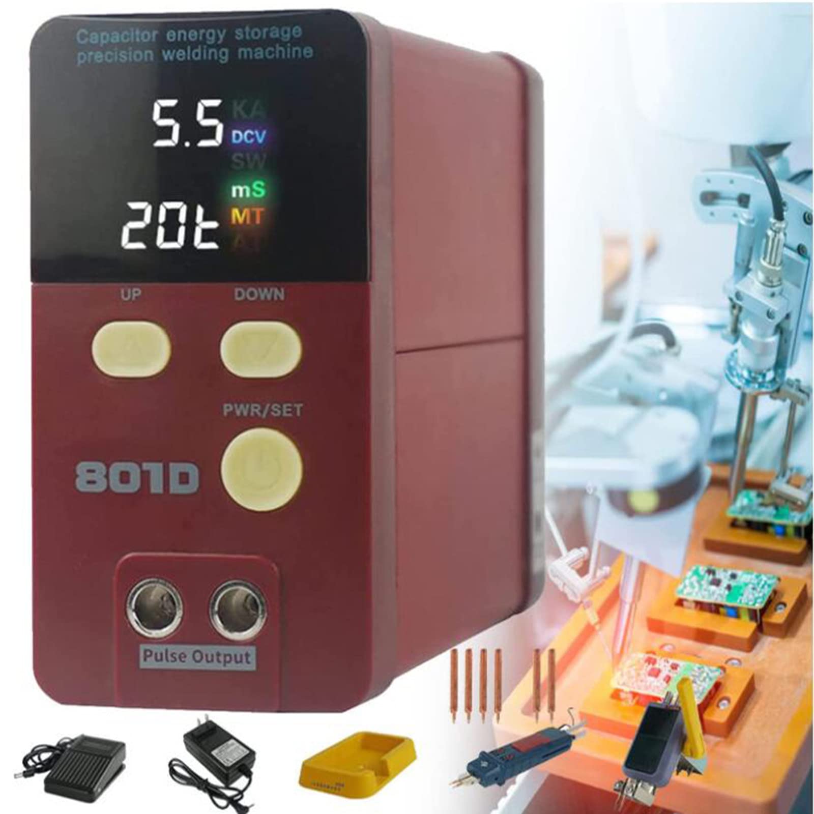 Zgrzewarka Punktowa do AkumulatoróW 801D,PrzemysłOwa Zgrzewarka Akumulatorowa do Magazynowania Energii,Zgrzewarka Punktowa Impulsowa 12kw,PrzenośNy Precyzyjny SprzęT do Zgrzewania AkumulatoróW