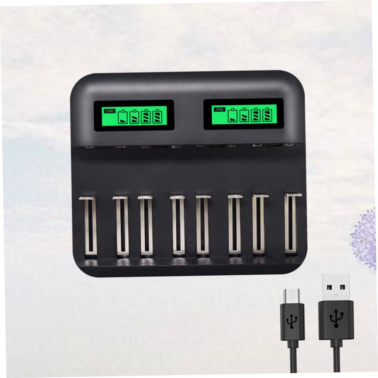 jojofuny Cargador Pilas USB Ranuras Carga De Baterías Recargables Pantalla Digital Compatible AA y AAA
