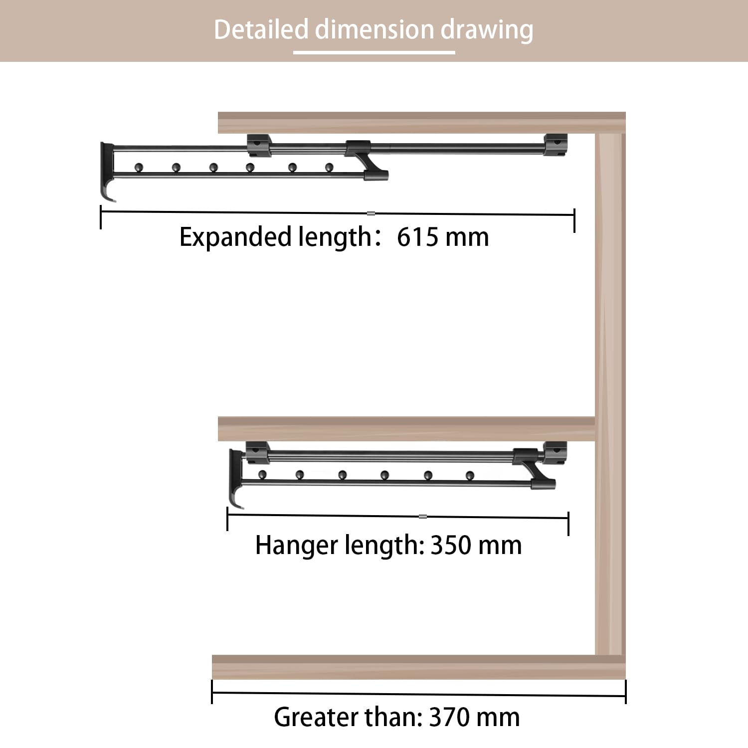 Pull out Clothes Rail,Pull out Hanger Rail Length 9.8-17.7 Inches ...
