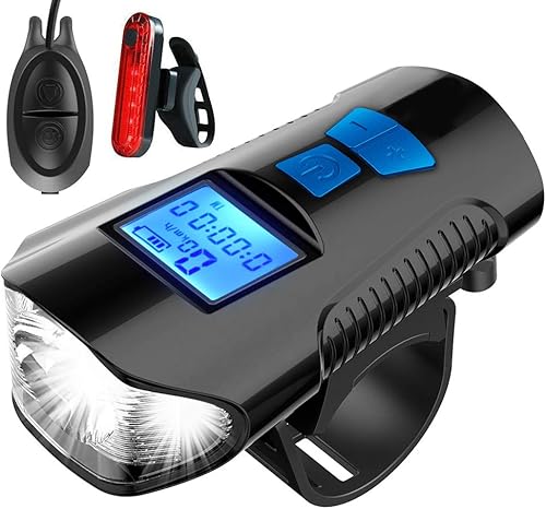 oceansEdge11 Luces LED de bicicleta USB delanteras y traseras recargables para faros delanteros, velocímetro de bicicleta, luces delanteras